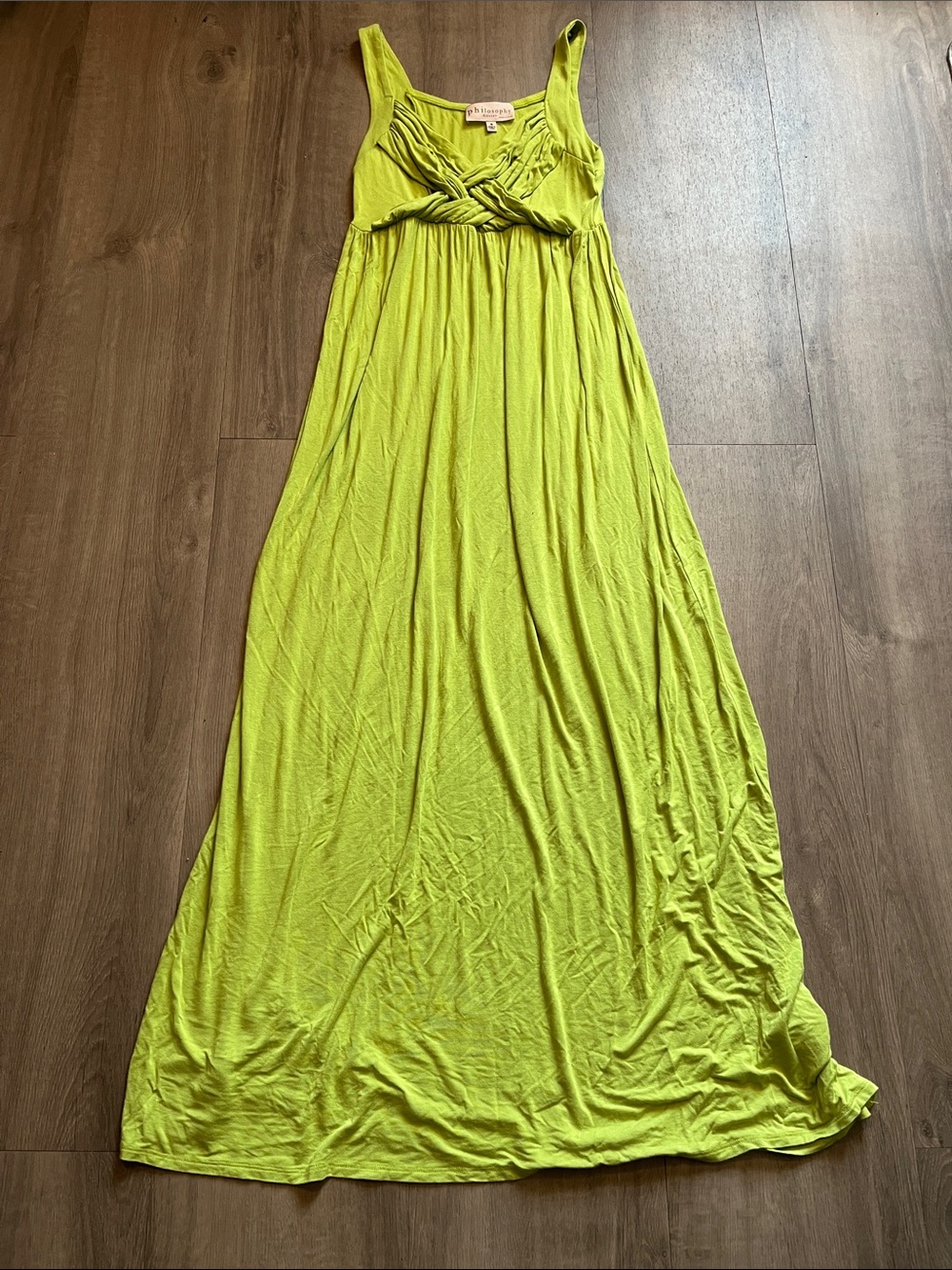 Philosophy Twist-Front Maxi Dress in Lime Green